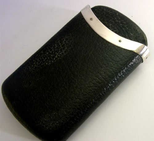 QUALITY ENGLISH STERLING SILVER MOUNTED LEATHER CIGAR CASE 1875 ANTIQUE - ADDITIONAL PHOTO 3
