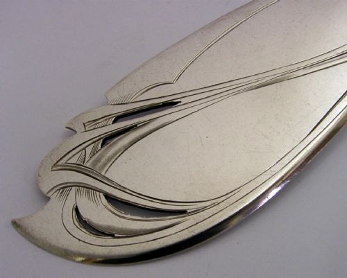 STUNNING GERMAN 800 SOLID SILVER FISH OR SERVING SLICE SERVER C1910 ANTIQUE 160G - ADDITIONAL PHOTO 1