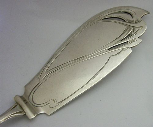 STUNNING GERMAN 800 SOLID SILVER FISH OR SERVING SLICE SERVER C1910 ANTIQUE 160G - ADDITIONAL PHOTO 4