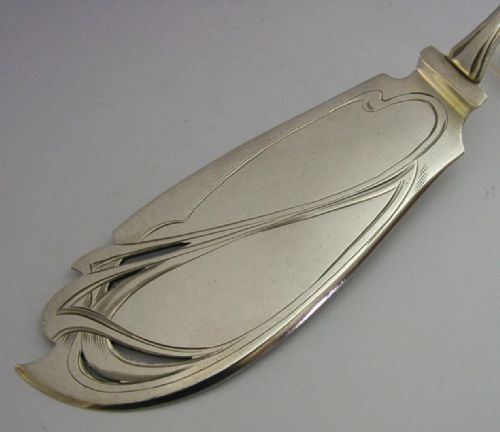 STUNNING GERMAN 800 SOLID SILVER FISH OR SERVING SLICE SERVER C1910 ANTIQUE 160G - ADDITIONAL PHOTO 6