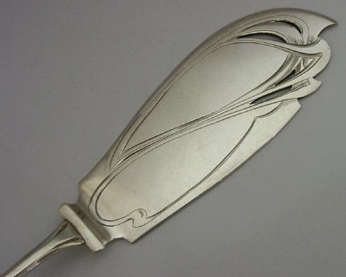 STUNNING GERMAN 800 SOLID SILVER FISH OR SERVING SLICE SERVER C1910 ANTIQUE 160G - ADDITIONAL PHOTO 9