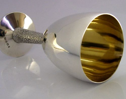MID CENTURY MODERN STERLING SILVER WINE GOBLET CHALICE CUP 1968 BARWARE - ADDITIONAL PHOTO 6