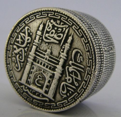 novelty indian solid silver stack of coins secret box c1920 antique 40g - CATEGORY: ANTIQUE SILVER - DATED 1920