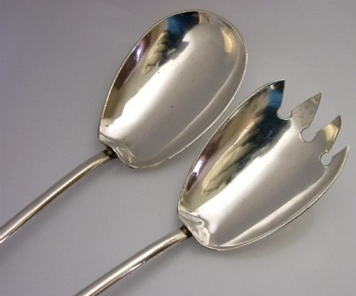 ARTS CRAFTS EDWARDIAN 154G STERLING SILVER SALAD SERVERS 1902 ENGLISH ANTIQUE - ADDITIONAL PHOTO 2