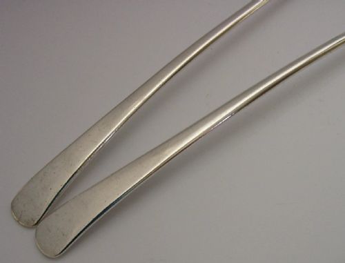 ARTS CRAFTS EDWARDIAN 154G STERLING SILVER SALAD SERVERS 1902 ENGLISH ANTIQUE - ADDITIONAL PHOTO 3