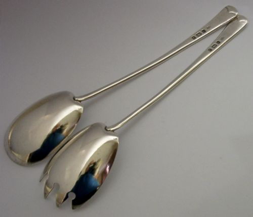 ARTS CRAFTS EDWARDIAN 154G STERLING SILVER SALAD SERVERS 1902 ENGLISH ANTIQUE - ADDITIONAL PHOTO 4