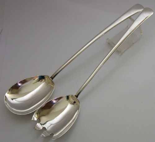 ARTS CRAFTS EDWARDIAN 154G STERLING SILVER SALAD SERVERS 1902 ENGLISH ANTIQUE - ADDITIONAL PHOTO 6