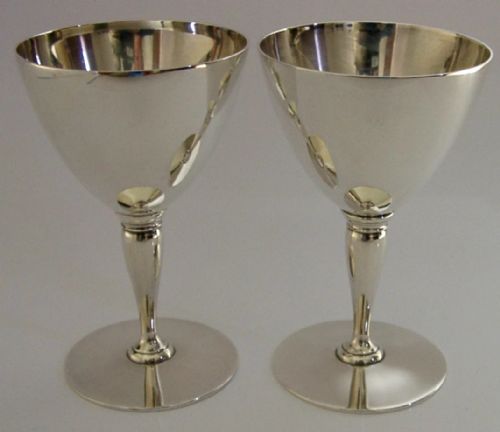pair of tiffany co sterling silver cocktail glasses cups goblets c1920 art deco 248g - CATEGORY: ANTIQUE SILVER - DATED 1920