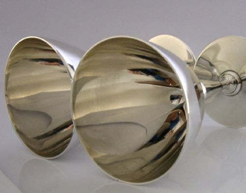PAIR OF TIFFANY CO STERLING SILVER COCKTAIL GLASSES CUPS GOBLETS C1920 ART DECO 248G - ADDITIONAL PHOTO 1