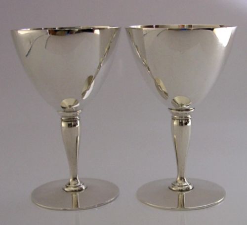 PAIR OF TIFFANY CO STERLING SILVER COCKTAIL GLASSES CUPS GOBLETS C1920 ART DECO 241G - ADDITIONAL PHOTO 2