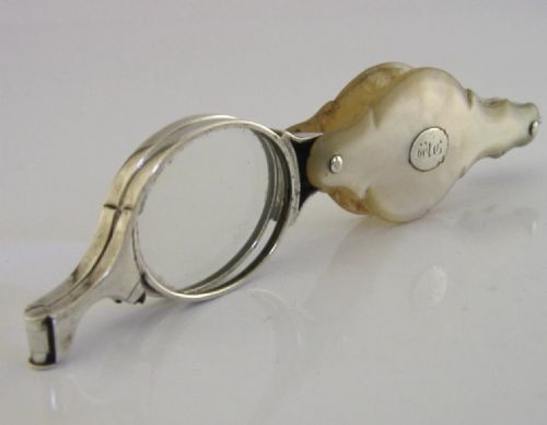 sterling silver folding glasses magnifying c1870 victorian antiques lorgnettes - CATEGORY: ANTIQUE SILVER - DATED 1870