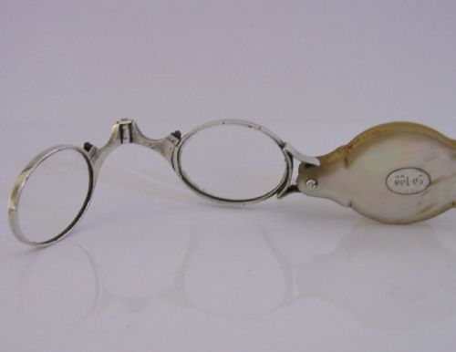 STERLING SILVER FOLDING GLASSES MAGNIFYING C1870 VICTORIAN ANTIQUES LORGNETTES - ADDITIONAL PHOTO 2