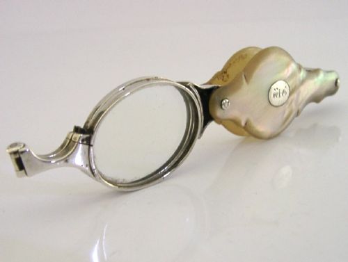 STERLING SILVER FOLDING GLASSES MAGNIFYING C1870 VICTORIAN ANTIQUES LORGNETTES - ADDITIONAL PHOTO 3