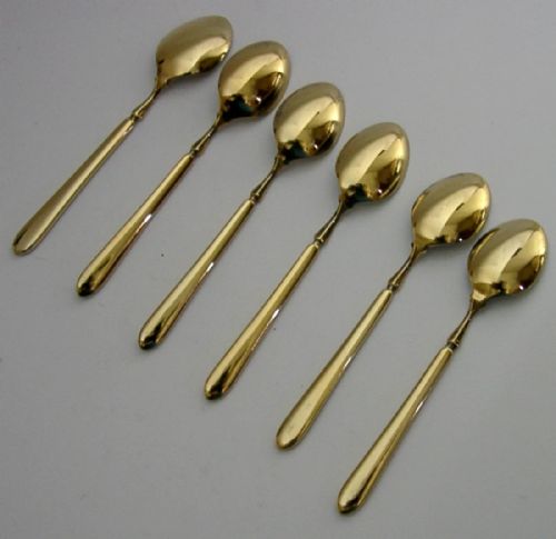 HARRODS CASED STERLING SILVER ENAMEL ENGLISH FLOWER SPOONS 1968 24K GOLD PLATED - ADDITIONAL PHOTO 8