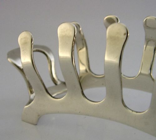 UNUSUAL BACKBONE STERLING SILVER TOAST RACK 1937 ANTIQUE 72G ENGLISH ART DECO - ADDITIONAL PHOTO 2
