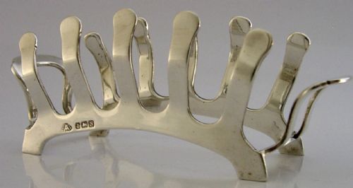 UNUSUAL BACKBONE STERLING SILVER TOAST RACK 1937 ANTIQUE 72G ENGLISH ART DECO - ADDITIONAL PHOTO 3