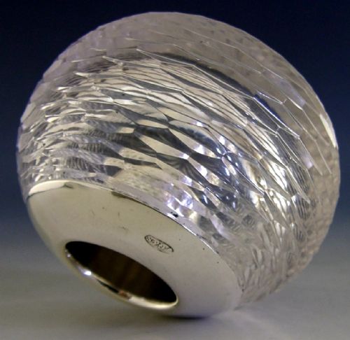 STYLISH STERLING SILVER RIMMED CUT GLASS MATCHSTRIKER 1919 ART DECO 196G - ADDITIONAL PHOTO 1