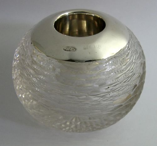 STYLISH STERLING SILVER RIMMED CUT GLASS MATCHSTRIKER 1919 ART DECO 196G - ADDITIONAL PHOTO 2