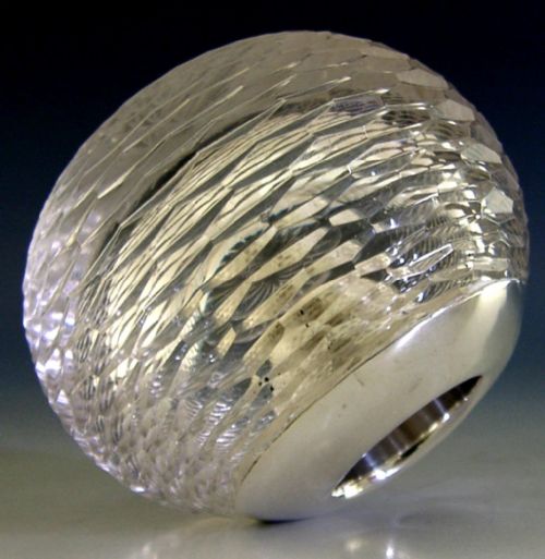 STYLISH STERLING SILVER RIMMED CUT GLASS MATCHSTRIKER 1919 ART DECO 196G - ADDITIONAL PHOTO 5
