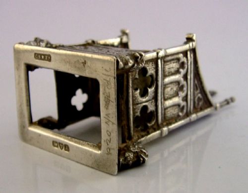 ENGLISH ANTIQUE STERLING SILVER MINIATURE CORONATION CHAIR 1901 ROYALTY - ADDITIONAL PHOTO 4