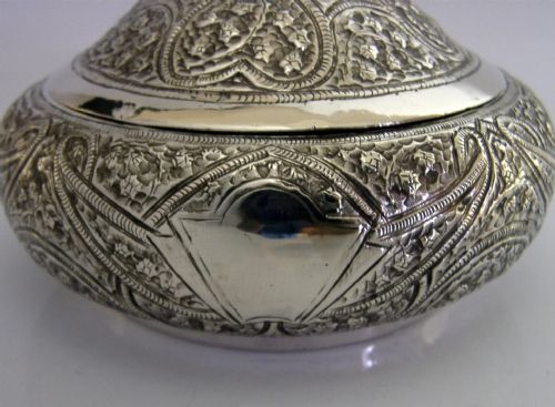 SUPERB INDIAN SOLID SILVER BIRD TERMINAL LIDDED BOX C1920 ANTIQUE 198G - ADDITIONAL PHOTO 7
