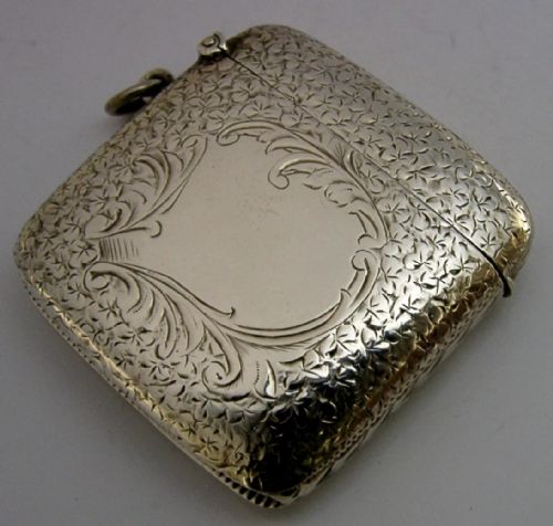 GOLIATH HUGE ENGLISH SOLID STERLING SILVER VESTA CASE 1902 ANTIQUE HEAVY 54G - ADDITIONAL PHOTO 1