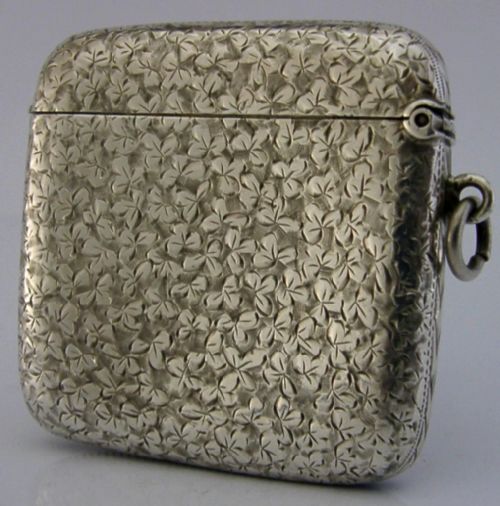 GOLIATH HUGE ENGLISH SOLID STERLING SILVER VESTA CASE 1902 ANTIQUE HEAVY 54G - ADDITIONAL PHOTO 2