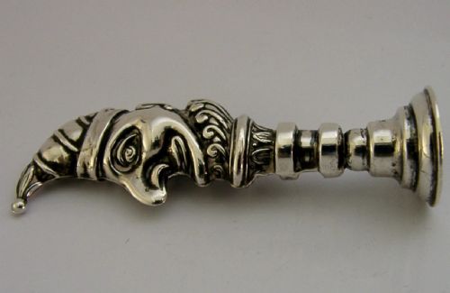 RARE MR PUNCH STERLING SILVER WAX DESK SEAL 1906 EDWARDIAN ENGLISH ANTIQUE - ADDITIONAL PHOTO 4