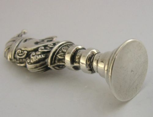 RARE MR PUNCH STERLING SILVER WAX DESK SEAL 1906 EDWARDIAN ENGLISH ANTIQUE - ADDITIONAL PHOTO 6
