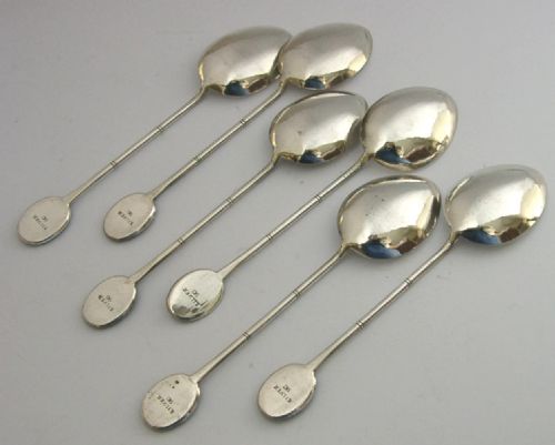 SIX CHINESE EXPORT SOLID SILVER JADE SPOONS C1940 BOXED 42G - ADDITIONAL PHOTO 10