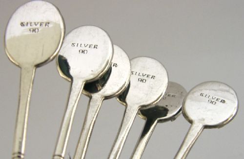 SIX CHINESE EXPORT SOLID SILVER JADE SPOONS C1940 BOXED 42G - ADDITIONAL PHOTO 11
