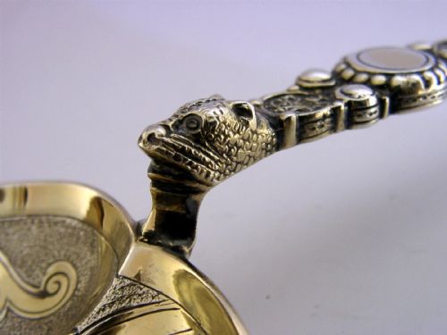 LARGE 100G ENGLISH STERLING SILVER CORONATION BAPTISM SPOON VICTORIAN 1893 - ADDITIONAL PHOTO 2