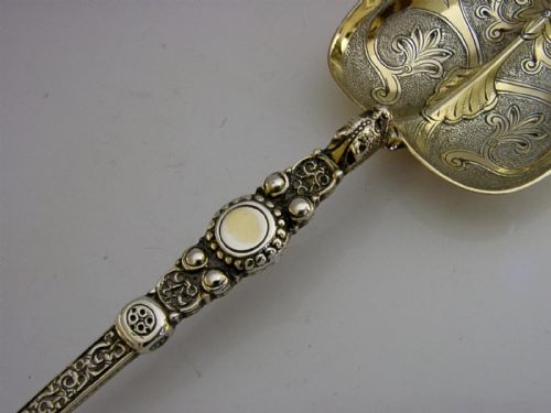 LARGE 100G ENGLISH STERLING SILVER CORONATION BAPTISM SPOON VICTORIAN 1893 - ADDITIONAL PHOTO 3