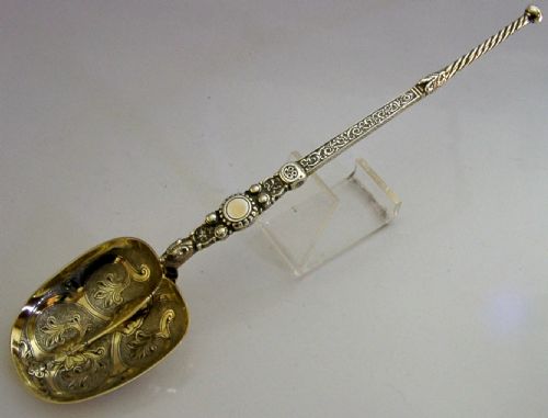 LARGE 100G ENGLISH STERLING SILVER CORONATION BAPTISM SPOON VICTORIAN 1893 - ADDITIONAL PHOTO 6