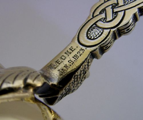 LARGE 100G ENGLISH STERLING SILVER CORONATION BAPTISM SPOON VICTORIAN 1893 - ADDITIONAL PHOTO 9