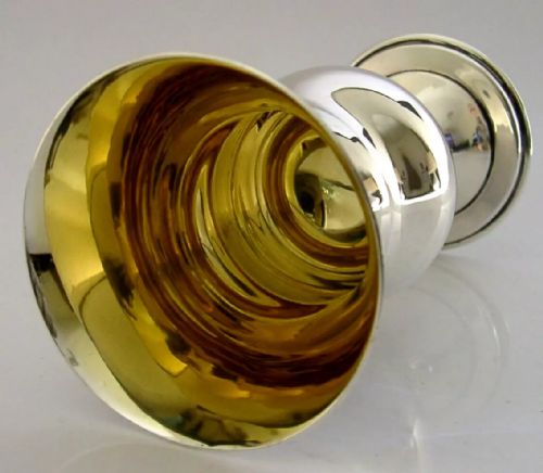 MINT ENGLISH STERLING SILVER WINE GOBLET CHALICE CUP 1967 BARWARE 100G - ADDITIONAL PHOTO 2