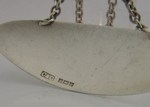 QUALITY MID CENTURY MODERN STERLING SILVER ENAMEL GIN LABEL 1964 BARWARE - ADDITIONAL PHOTO 4