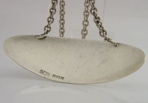 QUALITY MID CENTURY MODERN STERLING SILVER ENAMEL GIN LABEL 1964 BARWARE - ADDITIONAL PHOTO 5