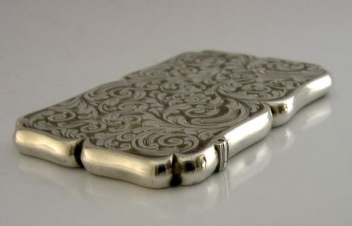 STUNNING EDWARD SMITH STERLING SILVER CARD CASE 1855 LEFT HANDED ANTIQUE MINT - ADDITIONAL PHOTO 4