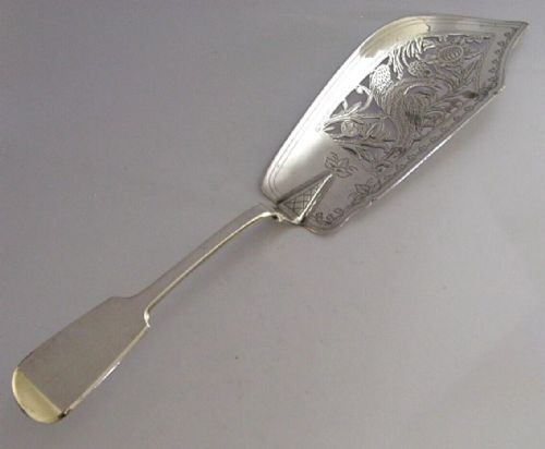 rare victorian sterling silver pheasant fish slice server 184 antique 142g - CATEGORY: ANTIQUE SILVER - DATED VICTORIAN