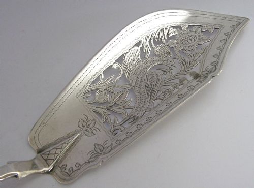 RARE VICTORIAN STERLING SILVER PHEASANT FISH SLICE SERVER 184 ANTIQUE 142G - ADDITIONAL PHOTO 4