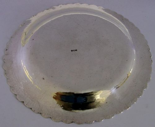 PRETTY 123G EGYPTIAN 900 SOLID SILVER DISH PLATE TRAY C1940S EASTERN ANTIQUE - ADDITIONAL PHOTO 5