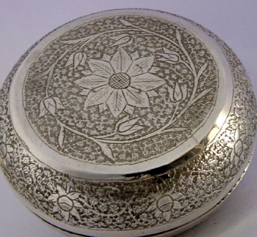 174G SUPERB INDIAN SOLID SILVER LIDDED BOWL BOX C1920 ANTIQUE - ADDITIONAL PHOTO 4