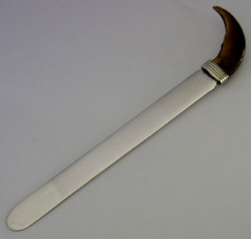 rare russian 84 solid silver letter envelope opener c1910 antique desk item - CATEGORY: ANTIQUE SILVER - DATED 1910