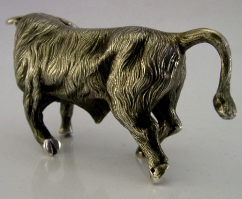 LARGE 254G PORTUGUESE SOLID SILVER BULL FIGURE C1940 PORTUGAL ANIMAL SUPERB - ADDITIONAL PHOTO 6