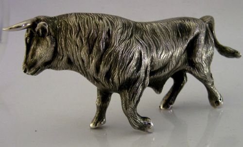 LARGE 254G PORTUGUESE SOLID SILVER BULL FIGURE C1940 PORTUGAL ANIMAL SUPERB - ADDITIONAL PHOTO 8