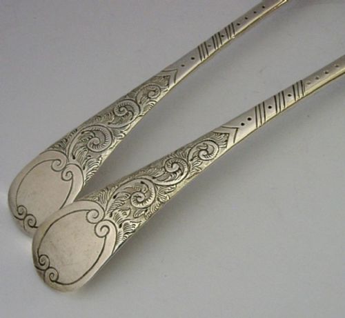 BEAUTIFUL PAIR OF GEORGIAN STERLING SILVER BERRY SERVING SPOONS 1799 ANTIQUE 114G - ADDITIONAL PHOTO 5