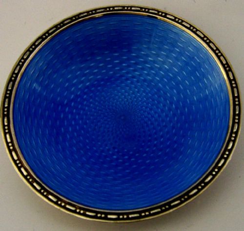 RARE NORWEGIAN SOLID STERLING SILVER BLUE ENAMELLED PIN DISH OR BOWL C1940 - ADDITIONAL PHOTO 3