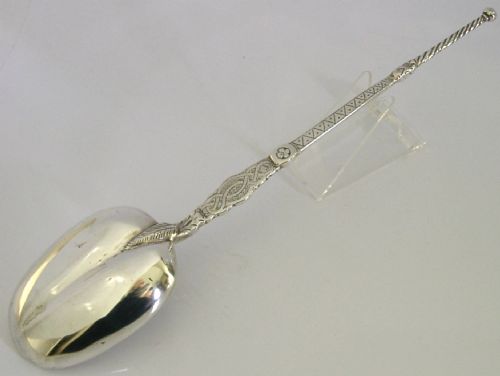 LARGE 102G ENGLISH STERLING SILVER CORONATION BAPTISM SPOON 1902 EDWARDIAN - ADDITIONAL PHOTO 6