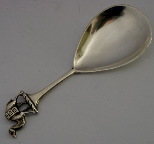 VICTORIAN ENGLISH SOLID STERLING SILVER CAMEL CADDY SPOON 1894 ANTIQUE - ADDITIONAL PHOTO 2